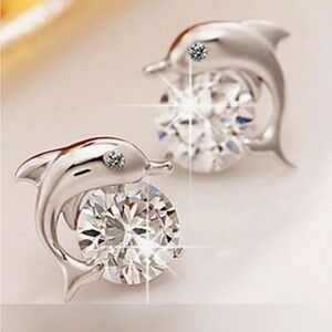 Elegant Silver Dolphin Earrings nwt